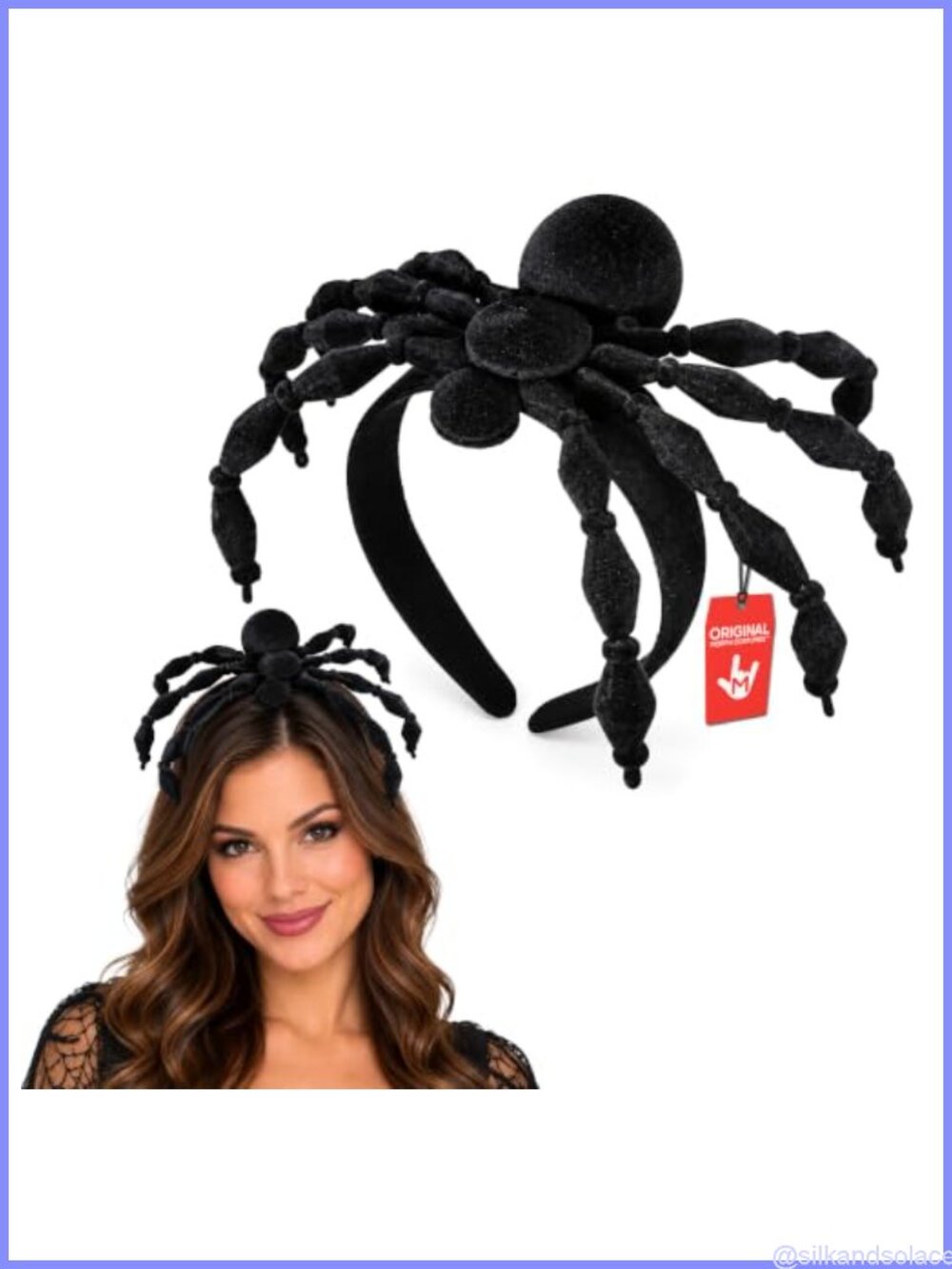 Poseable Spider Headband Halloween Costume Accessory Faux Velvet